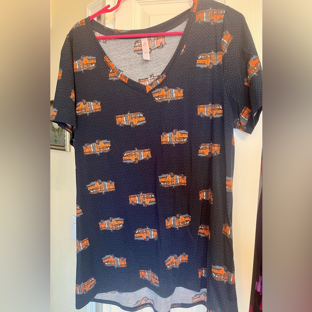 LuLaRoe fire truck XL shirt